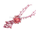 Ручной работы Красный Мульти слой циркония цветок кулон гранат ожерелье